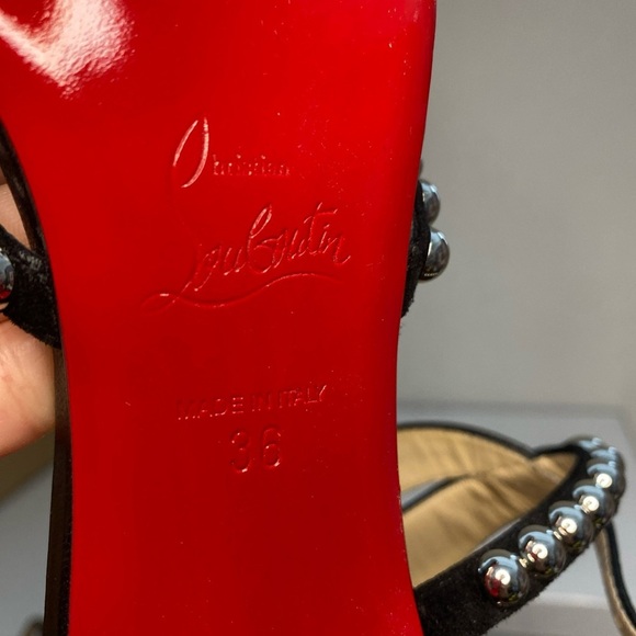 Christian Louboutin Galeria 100 Nappa Shiny Black & Silver Size 36 Pre-Owned - Picture 8 of 10